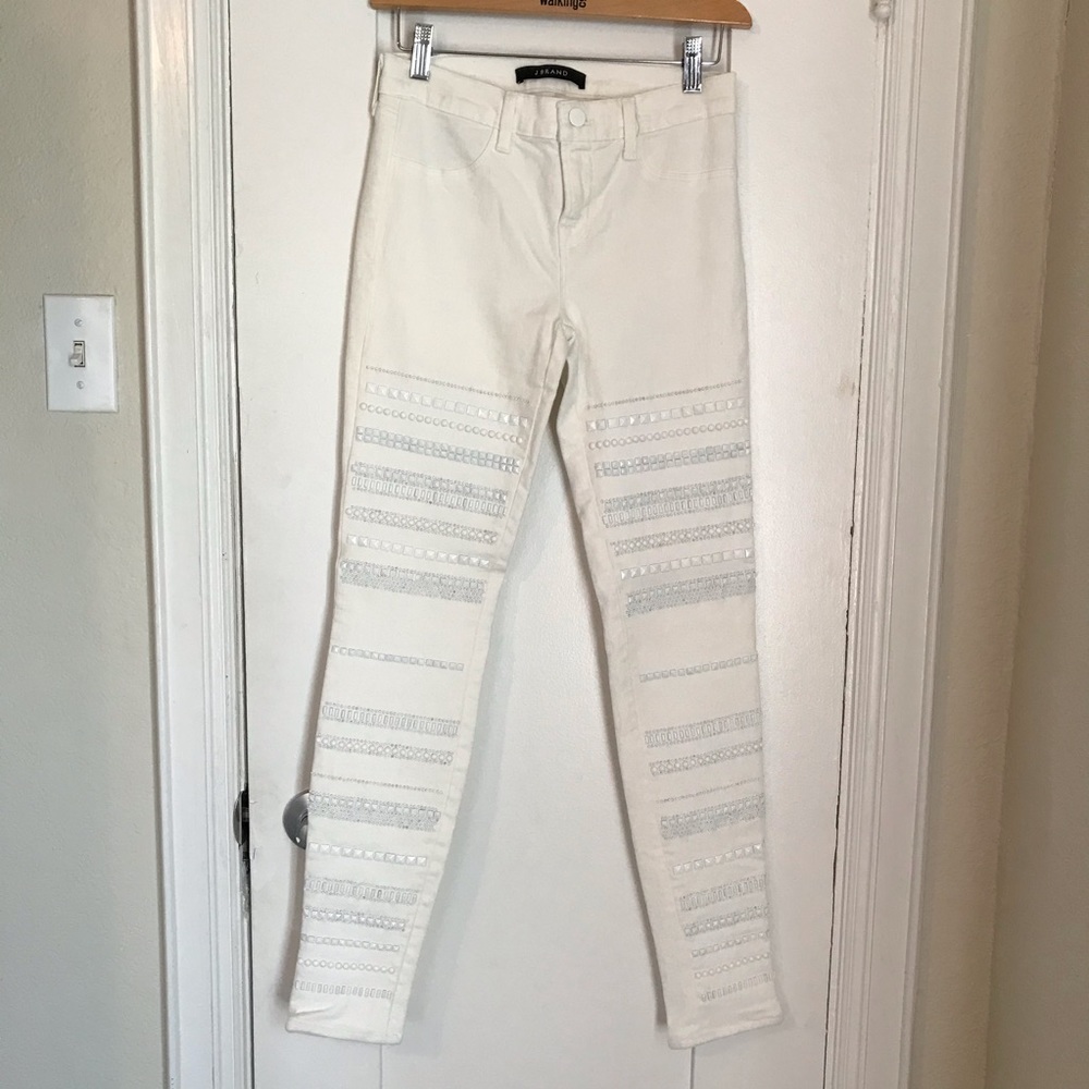 J Brand Genevieve Super Skinny Studded Jeans